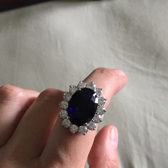 Kenneth Jay Lane Jewelry - Sapphire & Diamond Princess Di Style Ring (NEW)
